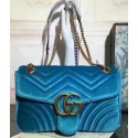 Gucci GG Marmont Velvet Shoulder Bag 443497 Blue HY19668Mc61