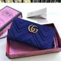 Gucci GG Marmont Velvet Zip Around Wallet 443123 Blue HY8728Nw52