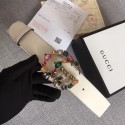 Gucci Leather belt with crystal Double G buckle 513184 white HY18346CI68