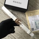 Gucci Leather belt with crystal Double G buckle G22555 white HY12720oJ62