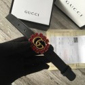 Gucci Leather belt with Double G and crystals 501175 black HY15691vm49