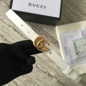 Gucci Leather belt with Double G buckle 409417 white HY16433Tk78