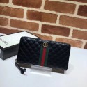 Gucci Leather zip around wallet with Double G 536450 Black HY25179fH28
