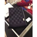 Gucci OBLIQUE STOLE IN WOOL AND CASHMERE GG55620 black HY14923Mc61