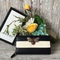 Gucci Queen Margaret Calfskin Leather Wallet 476069 Black&White HY26053pk20