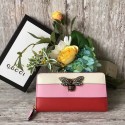 Gucci Queen Margaret Calfskin Leather Wallet 476069 White&Pink&Red HY1650yx89