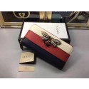 Gucci Queen Margaret Leather Zip Around Wallet 476079 White&Red&Black HY22715hc46