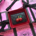 Gucci Signature card case with cherries 476050 Black HY10687Lo54