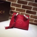 Gucci Soho Small Tote Bag Calfskin Leather 387043 Red HY17776RX32
