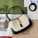 Gucci Vintage Jackie 1961 Original Leather Hobo Bag 636706 White & Black HY6200Jz48