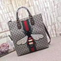 Gucci Web Animalier GG Supreme Tote with Bee 437549 Brown HY5751EW67