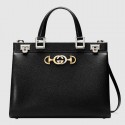 Gucci Zumi grainy leather medium top handle bag 564714 black HY12877Lo54