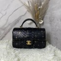 High Imitation Chanel Snake skin mini flap bag with top handle AS2431 black HY17102bg96