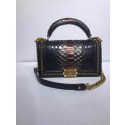 High Quality BOY CHANEL Flap Bag with Handle Python & Ruthenium-Finish Metal A94804 black HY22557BH97