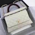 High Quality Chanel Classic Top Handle Bag White Cannage Pattern A92290 Wine HY21951pR54
