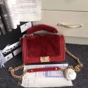 High Quality Imitation BOY CHANEL Flap Bag with Handle Orylag Calfskin & Gold-Tone Metal A94804 red HY5131Vu82