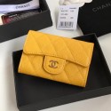 High Quality Imitation Chanel card holder Calfskin & Gold-Tone Metal A80799 yellow HY21556Vu82