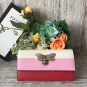High Quality Imitation Gucci Queen Margaret Calfskin Leather Wallet 476064 White&Pink&Red HY26666Vu82