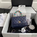 High Quality Replica chanel mini flap bag with top handle AS2215 Navy Blue HY8584aR54