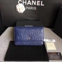 Hot Chanel WOC Blue Camellia Leather mini Flap Bag A33814 Silver HY3015cT87