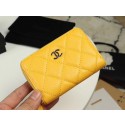 Hot Replica Chanel classic card holder Grained Calfskin & silver-Tone Metal A69271 yellow HY4434wR89