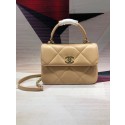 Imitation AAA Chanel CC original lambskin top handle flap bag A92236 apricot&Gold-Tone Metal HY23213RP55