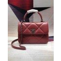Imitation AAA Chanel CC original lambskin top handle flap bag A92236 red&silver-Tone Metal HY23738kf15