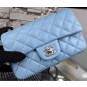 Imitation AAA Chanel Classic mini Flap Bag SkyBlue Sheepskin Leather A67350 Silver HY14978kf15