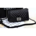 Imitation Boy Chanel Flap Bag Calfskin Chevron Quilting A67086 Black HY20303Tm92