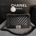 Imitation Boy Chanel Flap Bag Original Chevron Leather A67086V Black HY17883Ug88