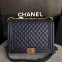Imitation Boy Chanel Flap Shoulder Bag Blue Original Cannage Pattern A67087 Gold HY25023AI36