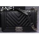 Imitation Boy Chanel Flap Shoulder Bag Herringbone Stitching CHA6817 Black HY11735Nj42