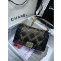 Imitation BOY CHANEL Handbag Crumpled Calfskin & Gold-Tone Metal A67086 black HY5143uq94