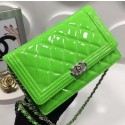 Imitation Boy Chanel WOC mini Flap Bags Patent Leather A33815 Green HY8500EY79