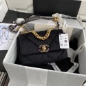Imitation Chanel 19 flap bag velvet AS1160 black HY5380SU34