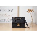 Imitation Chanel 22C New Woven Piping Square Original Leather Bag AS2495 Black HY9649Fo38