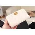 Imitation Chanel Calfskin Leather & Gold-Tone Metal Wallet A80566 white HY12065Za30