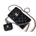Imitation chanel card holder with chain & Gold-Tone Metal AP2033 black HY14274SU87