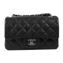 Imitation Chanel Classic MINI Flap Bag Black Cannage Pattern CF1119 Silver HY25240Nj42