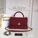 Imitation Chanel Classic Top Handle Bag Original Caviar Leather A92215 Deep red HY6180zn33