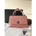 Imitation Chanel Classic Top Handle Bag Pink Original Leather A92292 Silver HY10609lH78