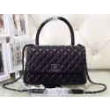Imitation Chanel Classic Top Handle Bag Sheepskin Leather A92991 Black HY23958Xr29