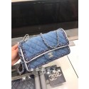 Imitation CHANEL Flap Bag Denim Braid & Silve-Tone Metal A57698 blue HY25053Xr29