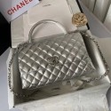 Imitation Chanel Flap Bag with Top Handle A92991 silver HY7893Tm92