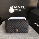 Imitation Chanel Flap Shoulder Bags Black Original Calfskin Leather CF1112 Silver HY24363RC38
