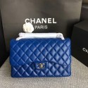 Imitation Chanel Flap Shoulder Bags Blue Original Lambskin Leather CF1113 Silver HY8065QN34