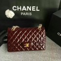 Imitation Chanel Flap Shoulder Bags Coffee Original Patent Leather CF1112 Gold HY20460Za30