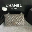 Imitation Chanel Flap Shoulder Bags Grey Original Patent Leather CF1112 Silver HY17383Tm92