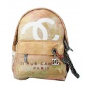 Imitation Chanel Graffiti Printed Canvas Backpack A92353 Apricot HY16400zn33