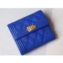 Imitation Chanel Matelasse Bi-Fold Wallet Blue Cannage Patterns A48980 Gold HY26669lH78